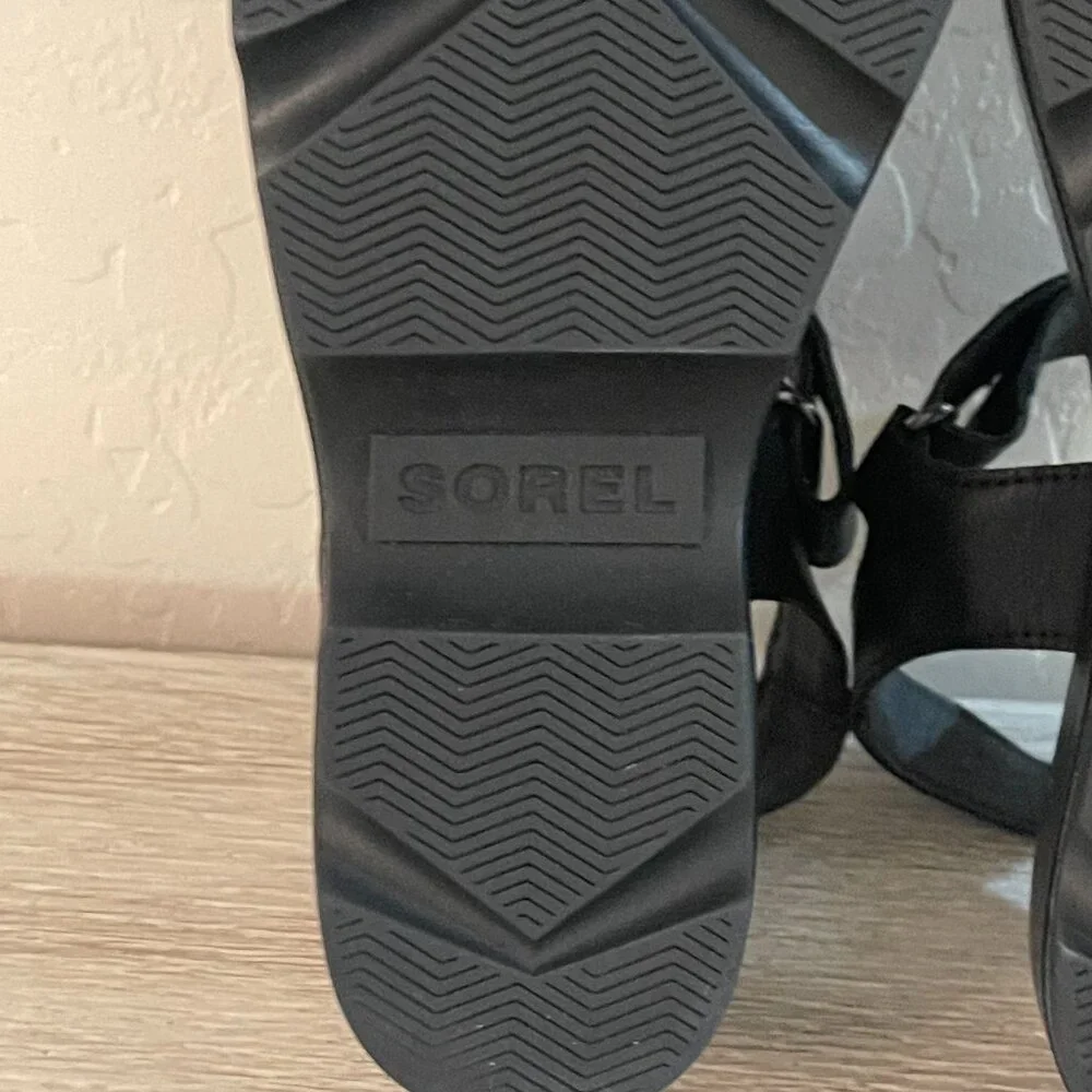 NEW Sorel Joanie IV Black Platform Wedge Sandals